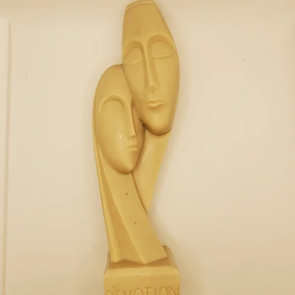 Devotion Cycladic Idol Love Between Couple Statue Marble Handmade Sculpture